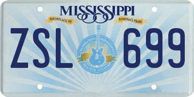 MS license plate ZSL699