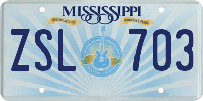 MS license plate ZSL703
