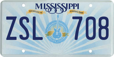 MS license plate ZSL708