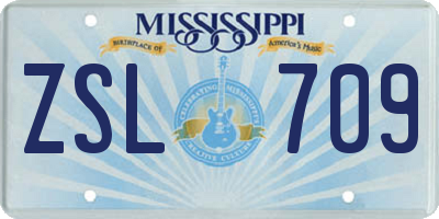 MS license plate ZSL709