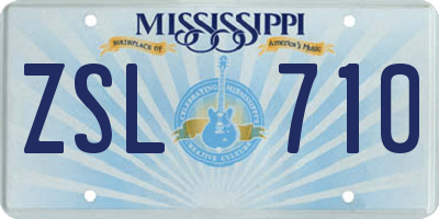 MS license plate ZSL710