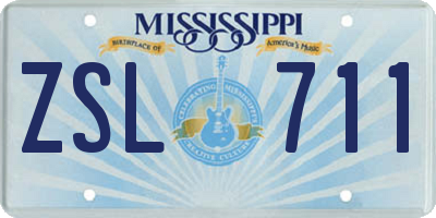 MS license plate ZSL711