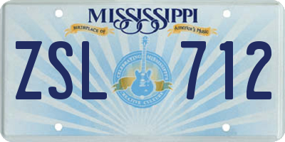 MS license plate ZSL712