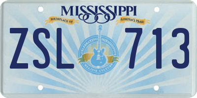 MS license plate ZSL713