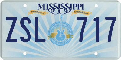 MS license plate ZSL717
