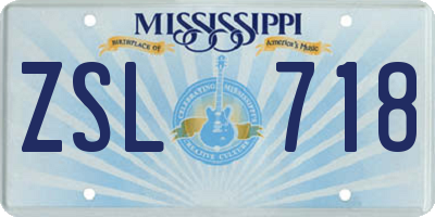 MS license plate ZSL718