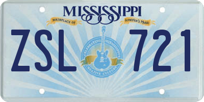 MS license plate ZSL721