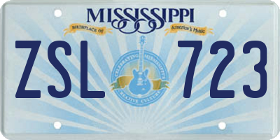 MS license plate ZSL723