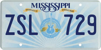 MS license plate ZSL729