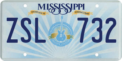MS license plate ZSL732