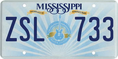 MS license plate ZSL733
