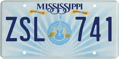 MS license plate ZSL741