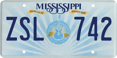 MS license plate ZSL742