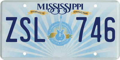 MS license plate ZSL746