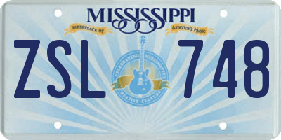 MS license plate ZSL748