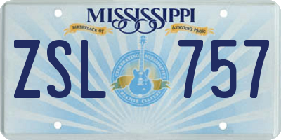 MS license plate ZSL757