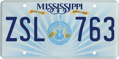 MS license plate ZSL763