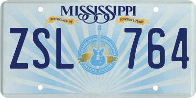 MS license plate ZSL764