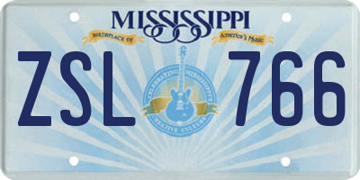 MS license plate ZSL766