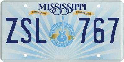 MS license plate ZSL767