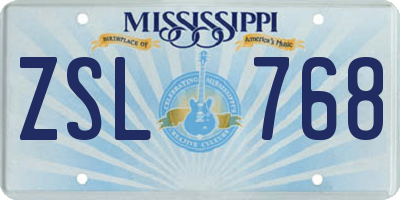 MS license plate ZSL768