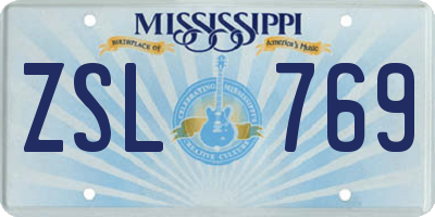 MS license plate ZSL769