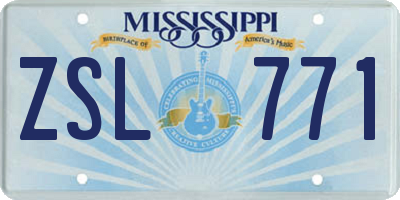 MS license plate ZSL771