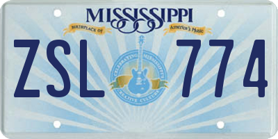 MS license plate ZSL774
