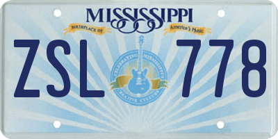 MS license plate ZSL778