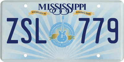 MS license plate ZSL779