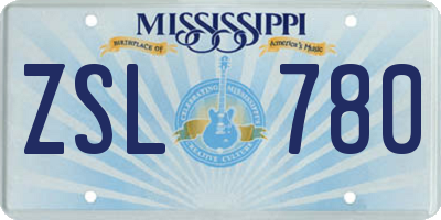 MS license plate ZSL780