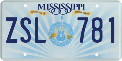 MS license plate ZSL781
