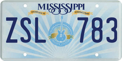 MS license plate ZSL783