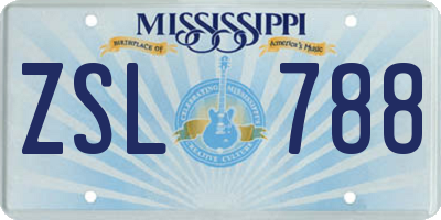 MS license plate ZSL788