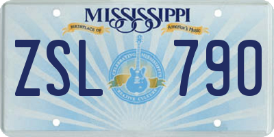 MS license plate ZSL790