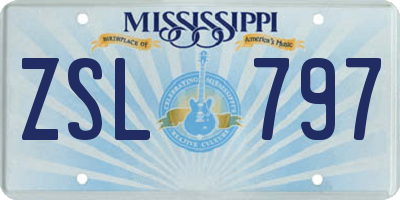 MS license plate ZSL797