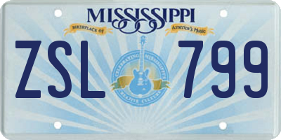 MS license plate ZSL799