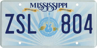 MS license plate ZSL804