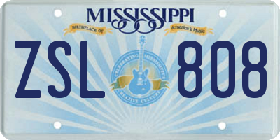 MS license plate ZSL808
