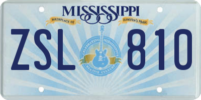MS license plate ZSL810