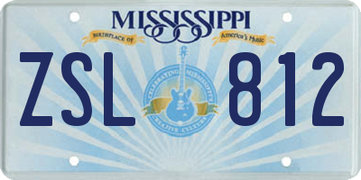 MS license plate ZSL812