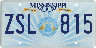 MS license plate ZSL815
