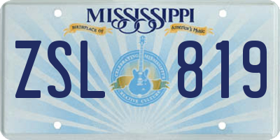 MS license plate ZSL819