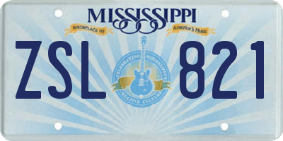 MS license plate ZSL821