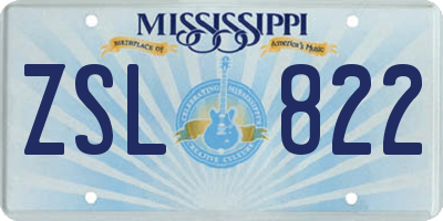 MS license plate ZSL822