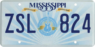 MS license plate ZSL824