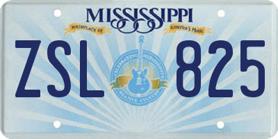 MS license plate ZSL825