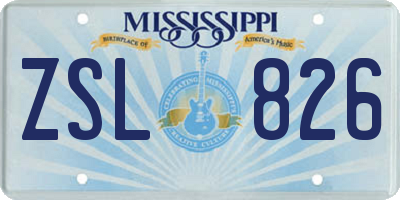MS license plate ZSL826