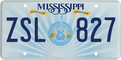 MS license plate ZSL827