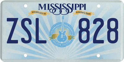 MS license plate ZSL828